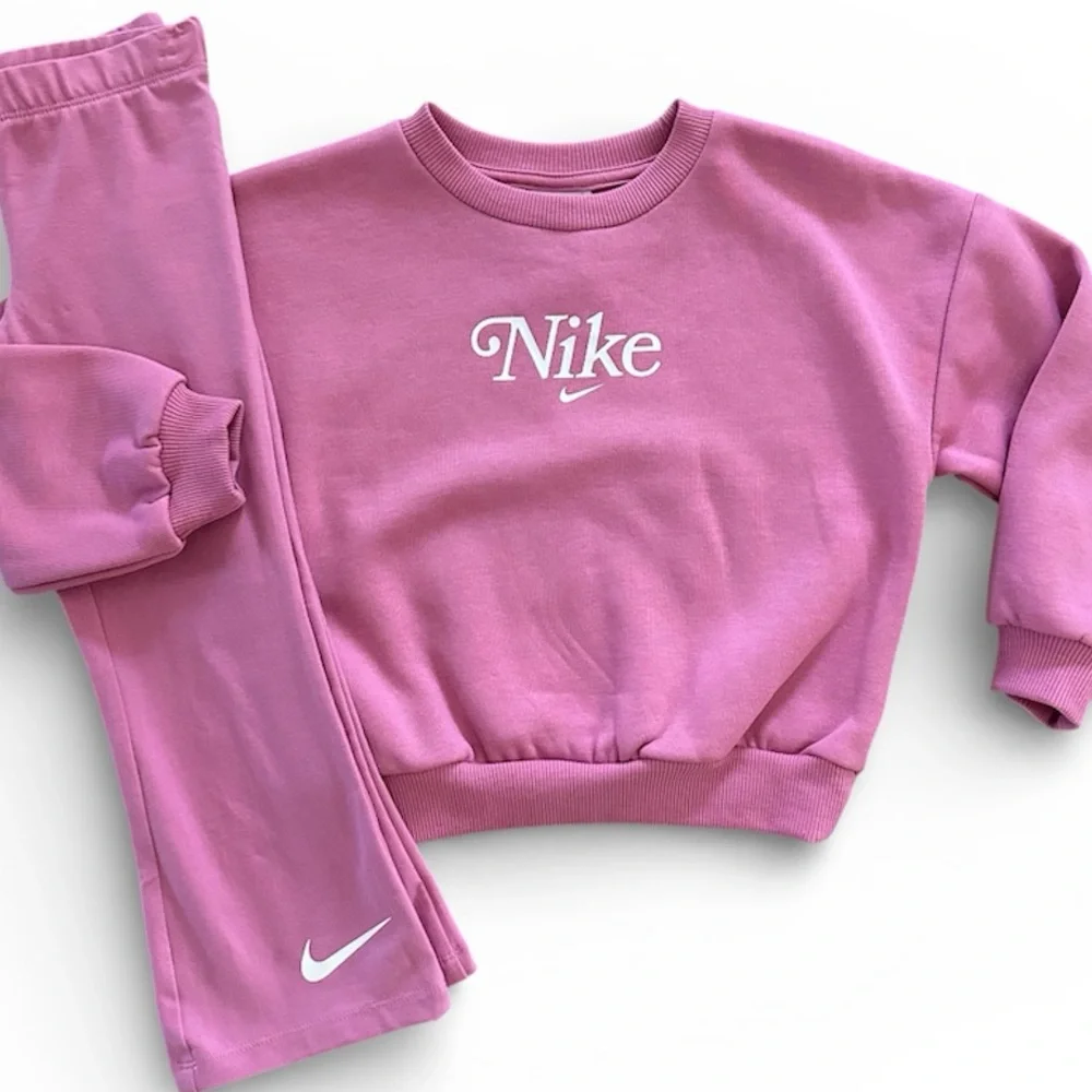 Nike Pink Crewneck Sweatshirt & Flare Pants Set Girls Size 4 NWT